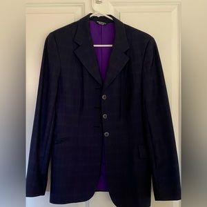 Grand Prix Custom Navy Plaid Show Coat in a Juniors Size 14t